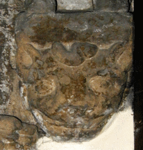 detail of cat on sedilia